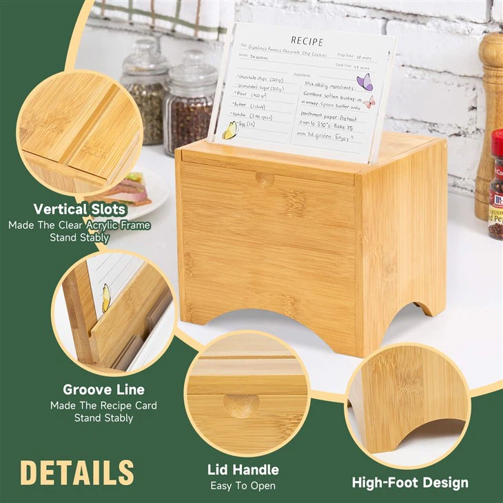 Bamboo Recipe Box with Recipe Cards (3)